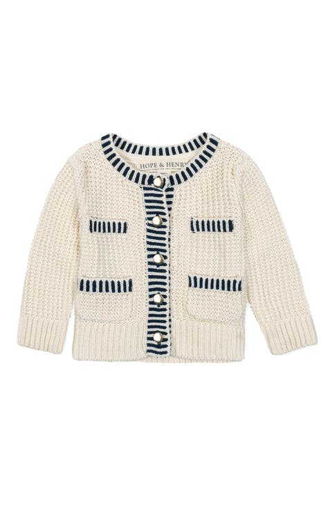 Kids' Organic Puff Sleeve Textured Cardigan Sweater (Little Kid and Big Kid)