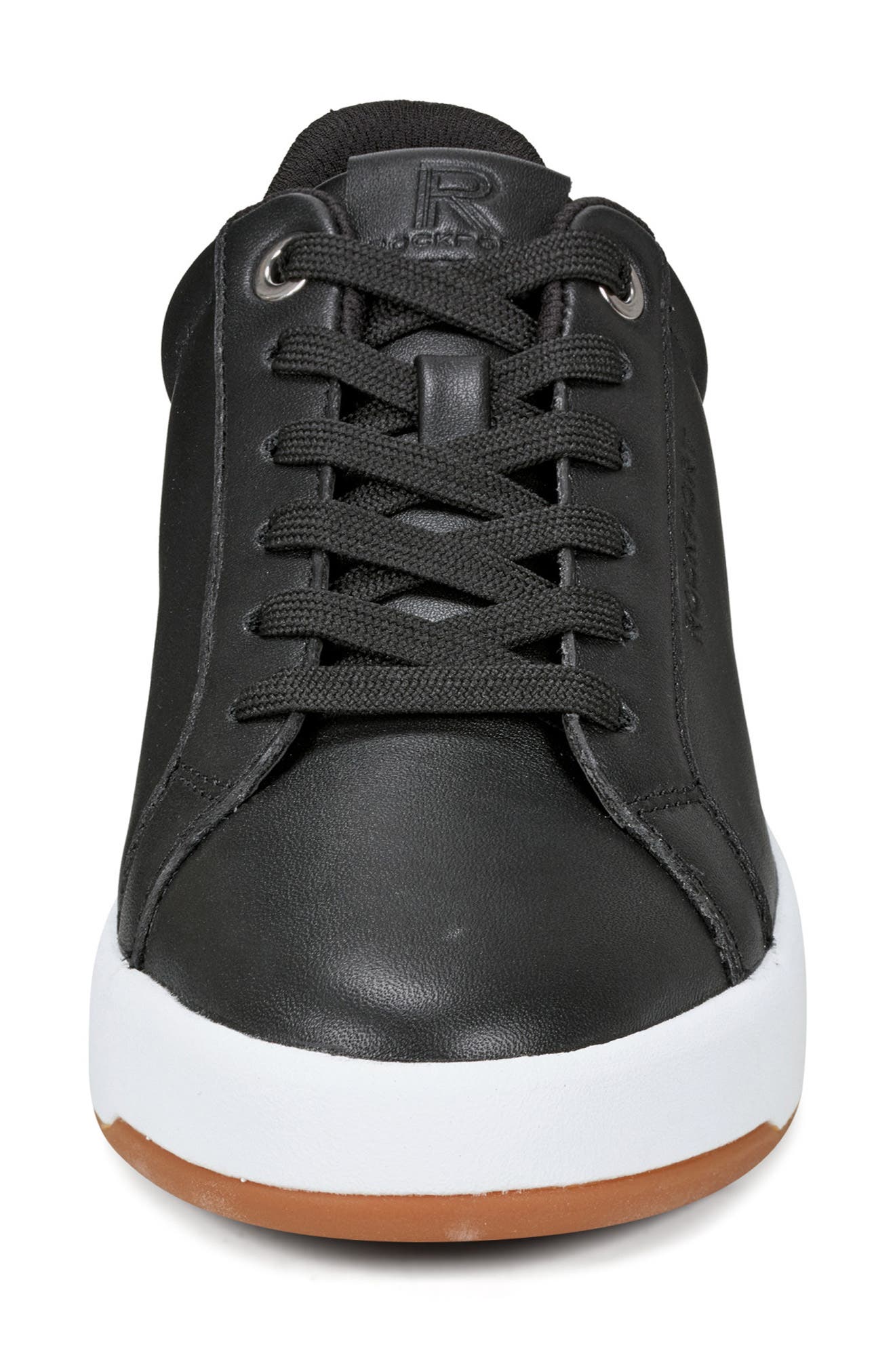Rockport Elara Leather Sneaker, Alternate, color, Black