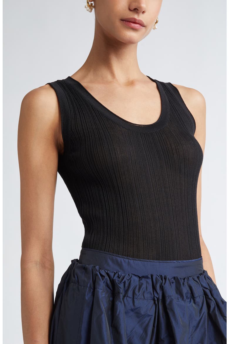 Fine Rib Organic Cotton Sweater Tank, Alternate, color, NOIR