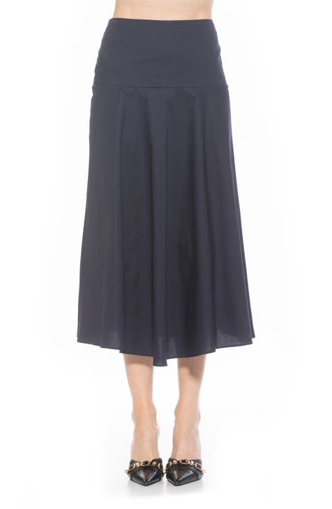 Hadley Stretch Cotton Midi Skirt