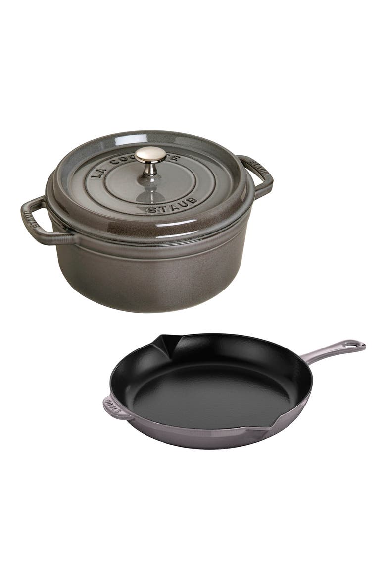 3-Piece Enameled Cast Iron Cookware Set, Main, color, GRAPHITE