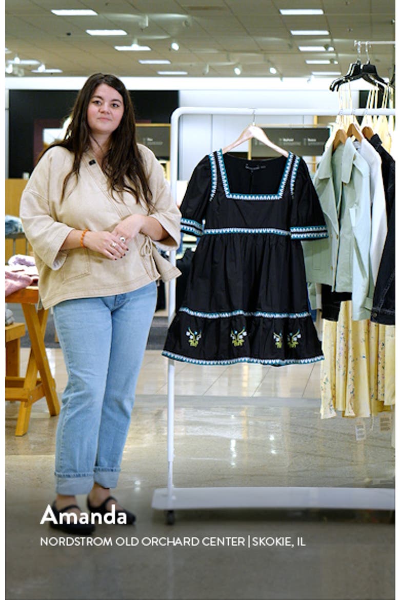 Embroidered Puff Sleeve Cotton Babydoll Dress video