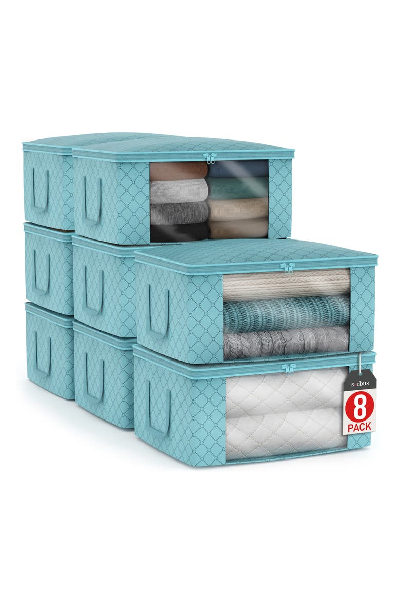 Set of 8 Foldable Storage Bins, Main, color, BLUE