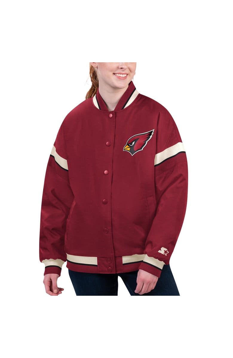 STARTER Women's Starter Cardinal Arizona Cardinals Tournament Full-Snap Varsity Jacket, Alternate, color, Cardinal