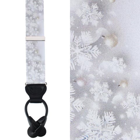 Jack's Frosty Winter Wonderland Silk Holiday Button End Suspenders (Braces)