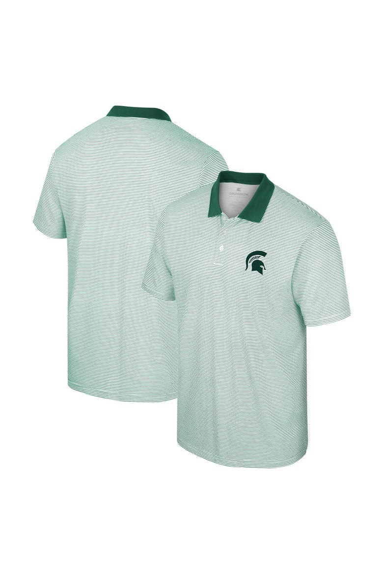 Men's Colosseum White Michigan State Spartans Print Stripe Polo, Alternate, color, White