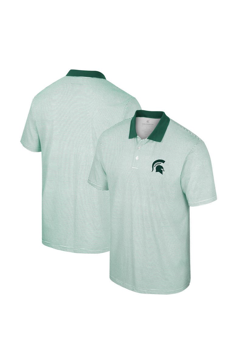 COLOSSEUM Men's Colosseum White Michigan State Spartans Print Stripe Polo, Alternate, color, White