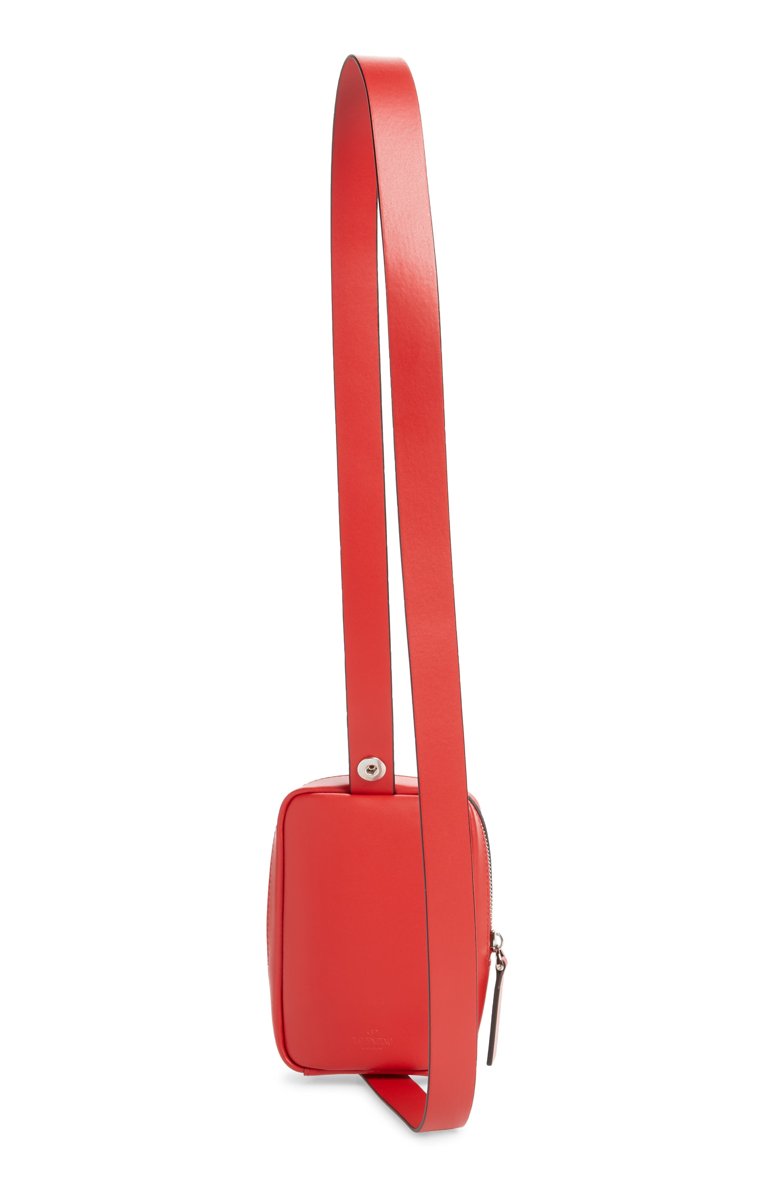 Valentino Logo Shoulder Pouch, Alternate, color, RED