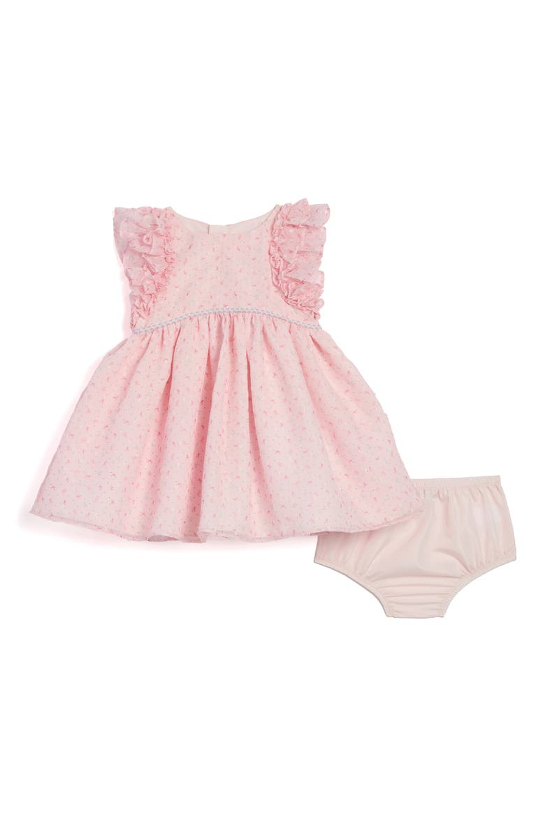 Kids' Bow Print Ruffle Sleeve Dress, Main, color, PINK