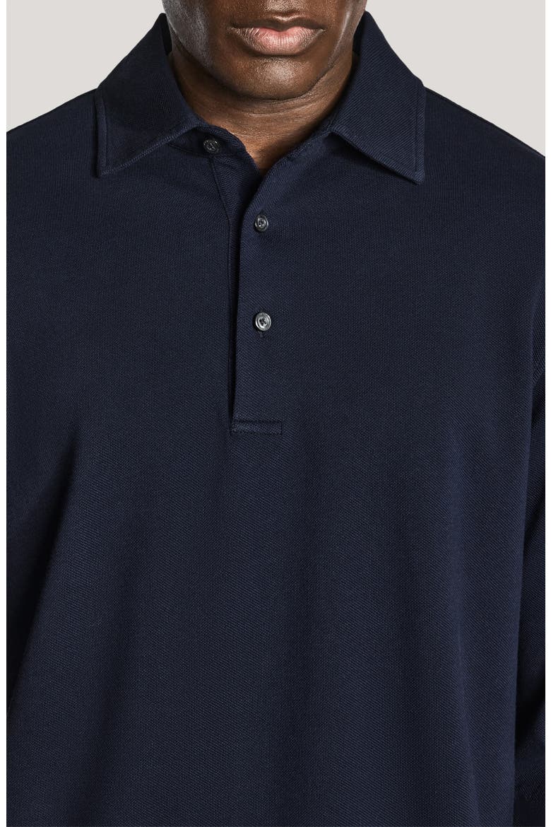 Long Sleeve Organic Cotton Polo, Alternate, color, NAVY