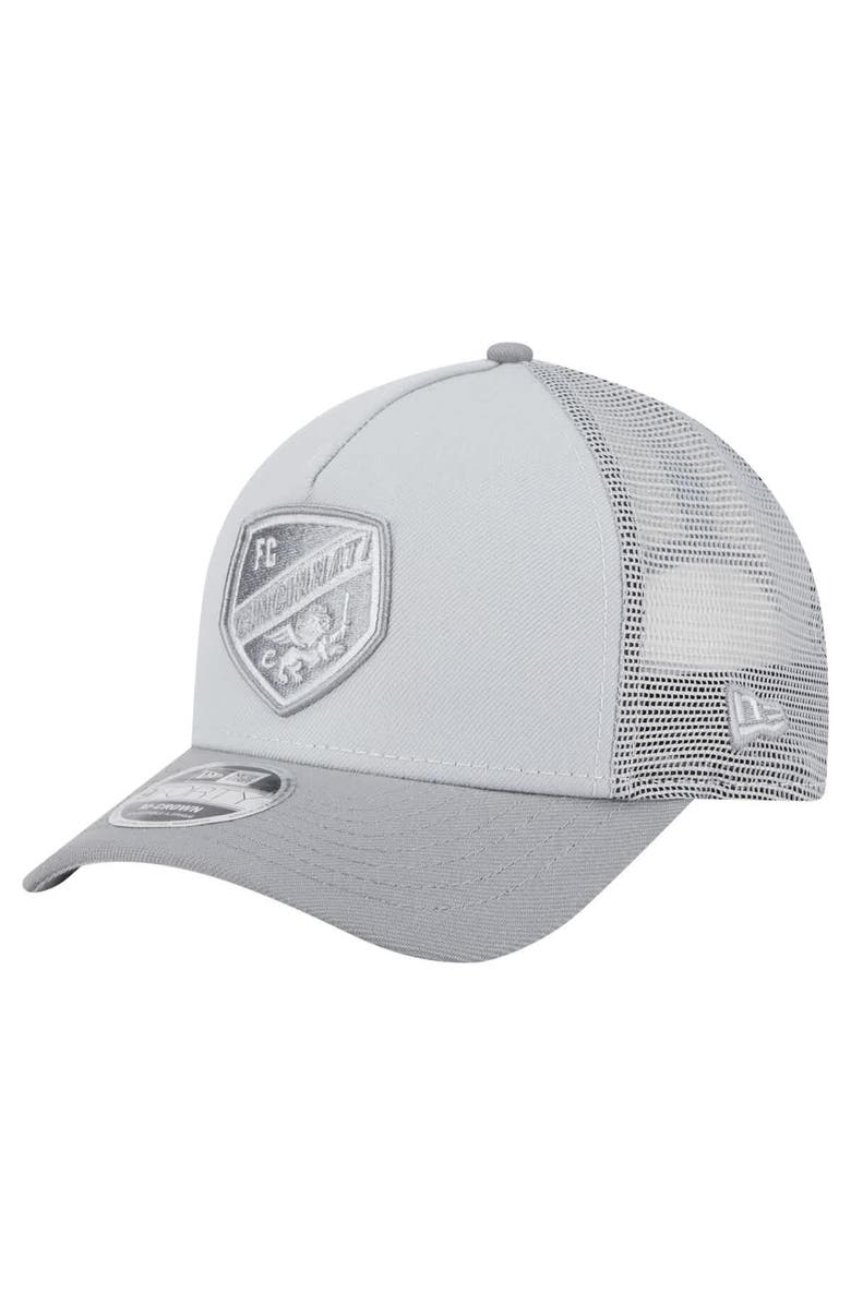 New Era Men's New Era Gray FC Cincinnati Color Pack 9FORTY M-Crown A-Frame Adjustable Trucker Hat, Main, color, Gray