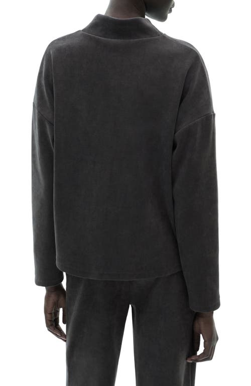 Shop Mango Mock Neck Corduroy Sweatshirt In Dark Heather Grey