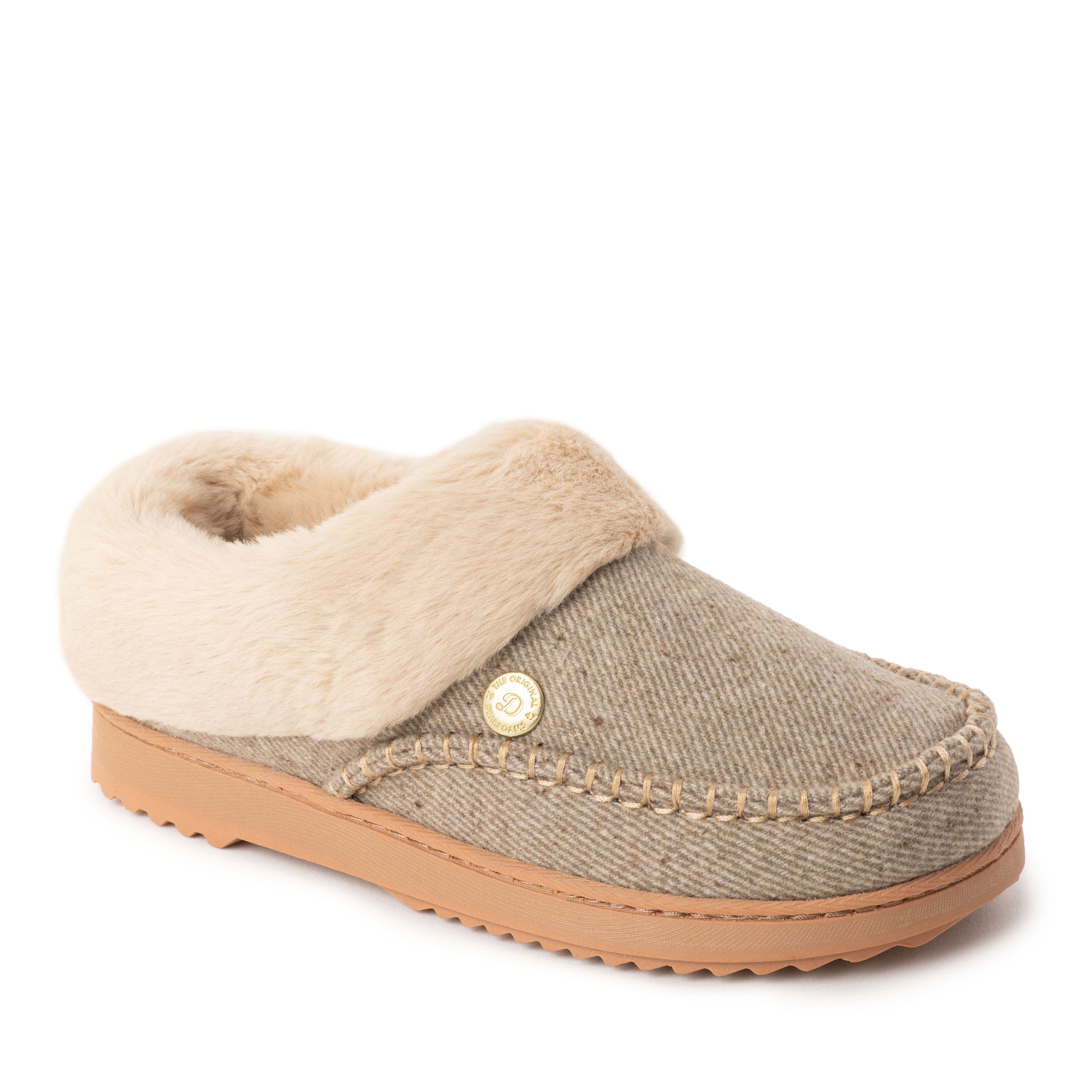Nyla Plaid Moccasin Toe Clog Slippers, Main, color, FOSSIL