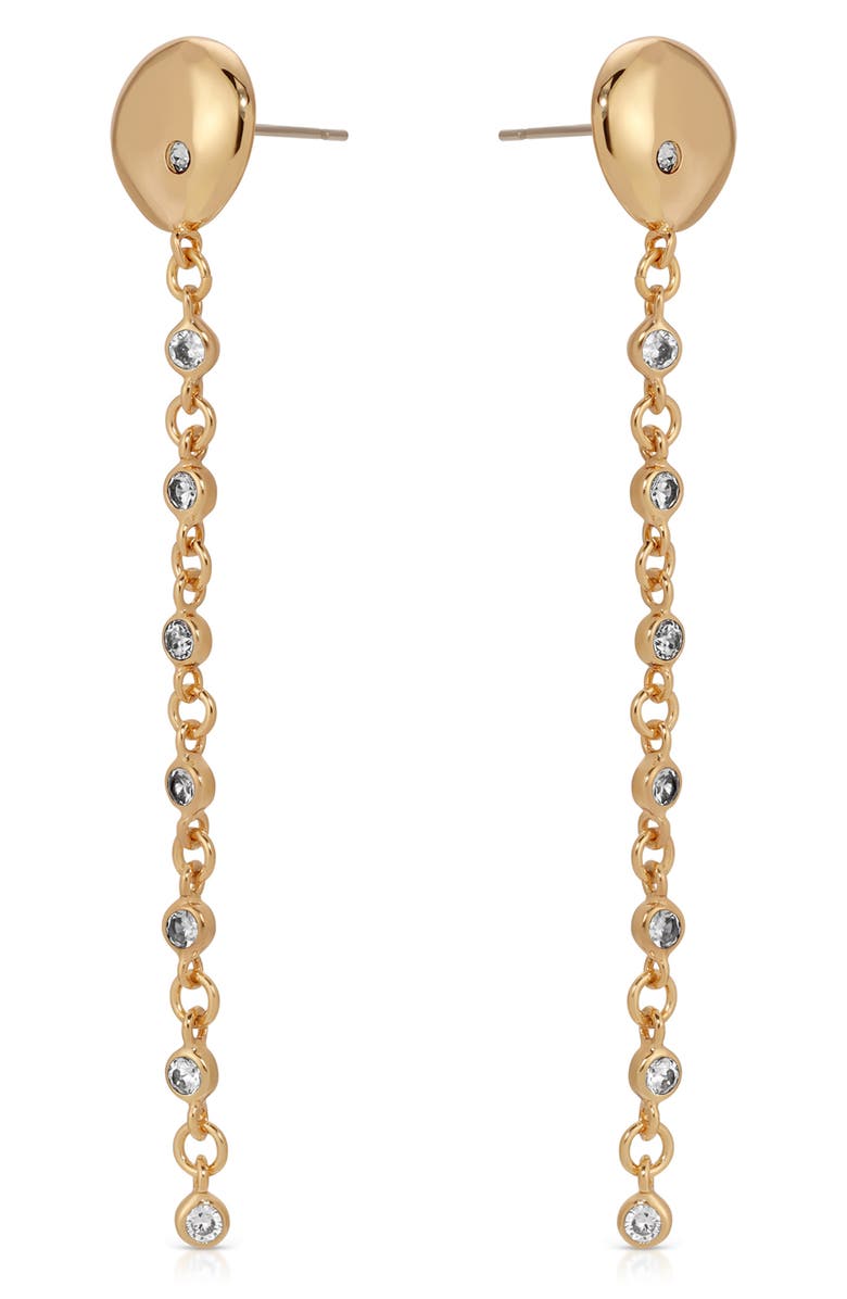 Ettika Polished Pebble Crystal Drop Earrings, Alternate, color, Gold