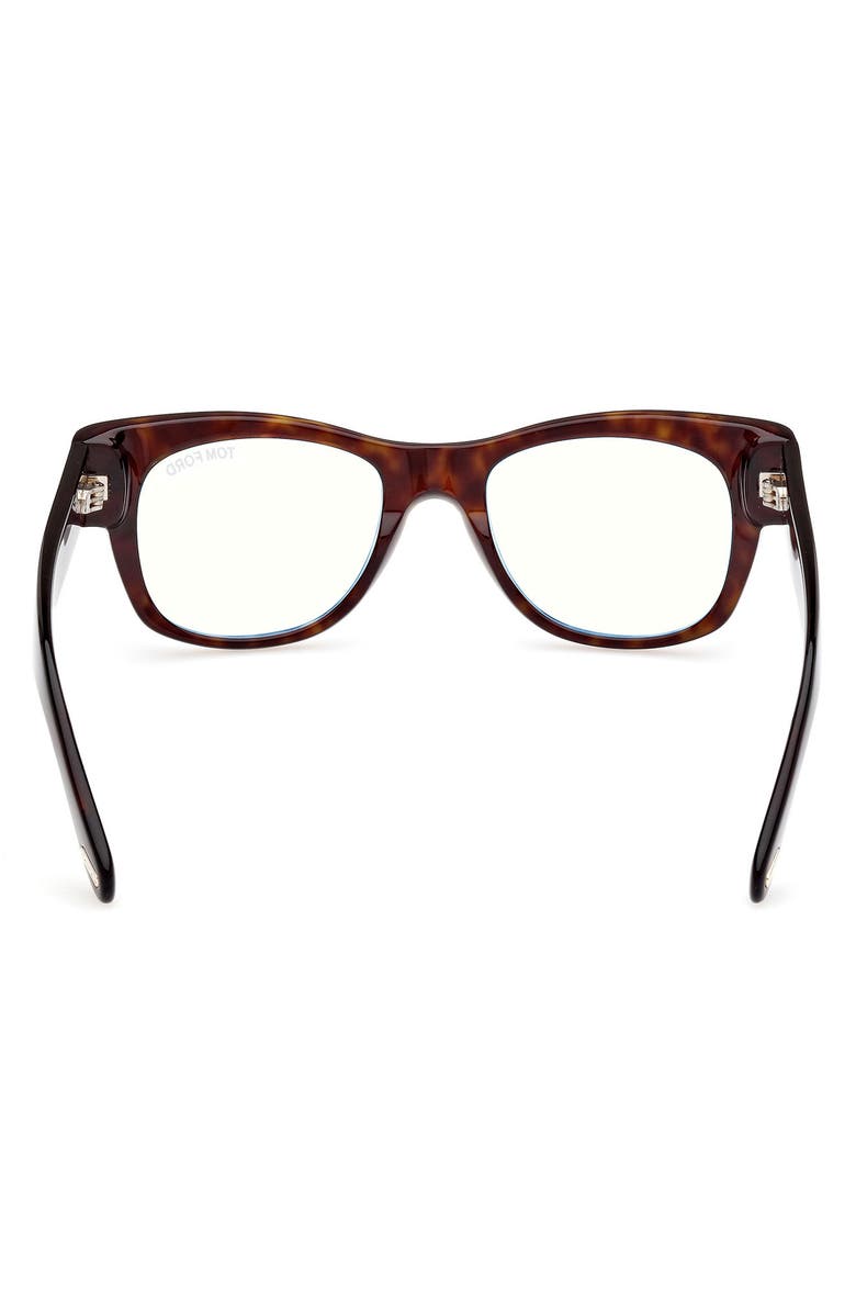 TOM FORD 52mm Round Blue Light Blocking Optical Glasses, Alternate, color, Havana Eco / Blue Block