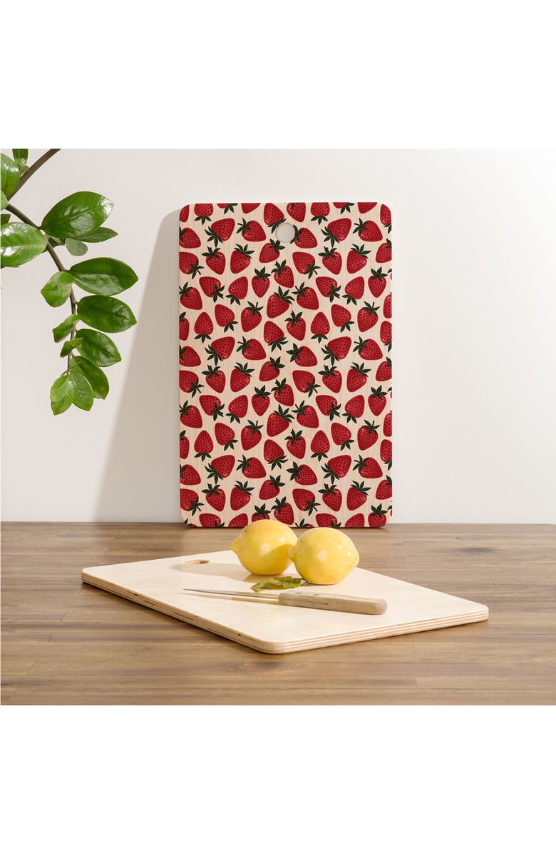 Deny Designs Avenie Spring Garden Strawberries Cutting Board, Alternate, color, Multi