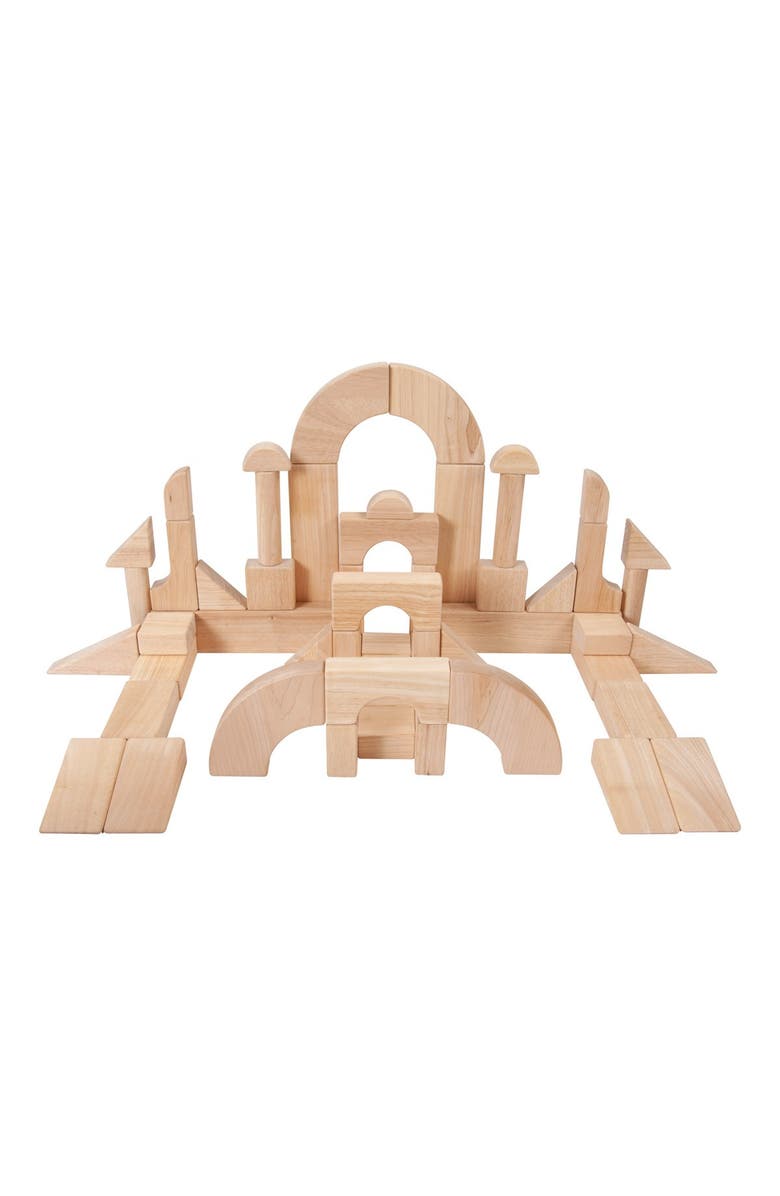 Kaplan Early Learning Company Unit Block Supplement Set 1 - 60 Pieces in 14 Shapes, Alternate, color, Beige