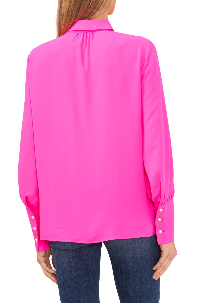 CeCe Faux Pearl Button-Up Shirt, Alternate, color, 