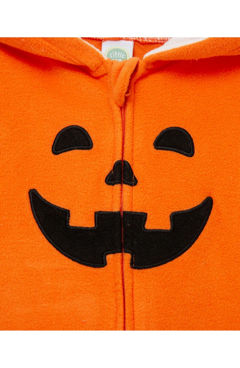 Little Me Pumpkin Hooded Fleece Footie, Alternate, color, Orange
