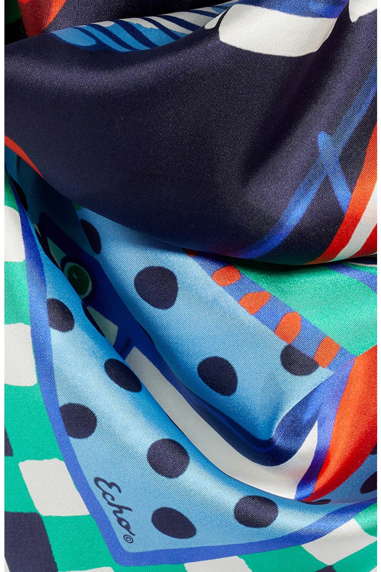 Beach Picnic Silk Square Scarf, Alternate, color, ULTRAMARINE