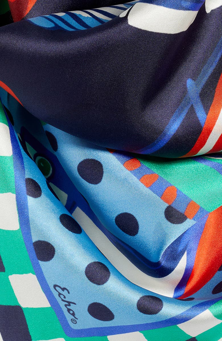Echo Beach Picnic Silk Square Scarf, Alternate, color, Ultramarine