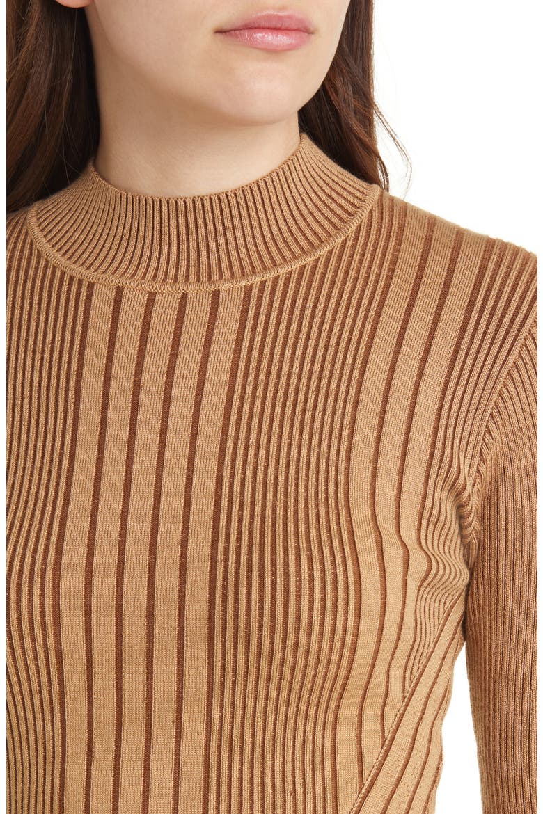 Mari Rib Long Sleeve Sweater Dress, Alternate, color, TOBACCO BROWN