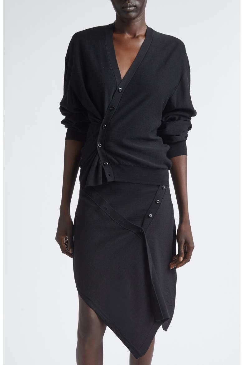 Twisted Merino Wool Blend Cardigan, Main, color, BLACK