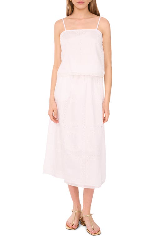 1.state Tiered Cotton Eyelet Midi Skirt In White