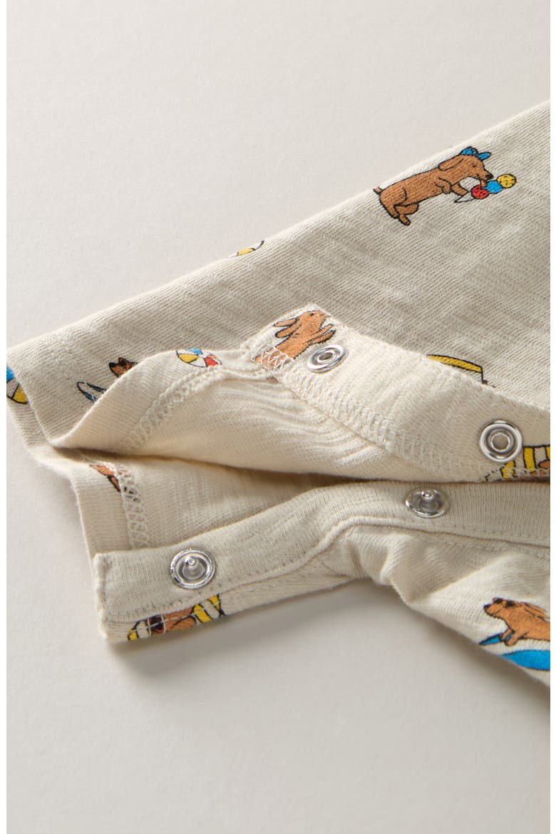 Henley Pocket Romper, Alternate, color, BEIGE OATMEAL SUMMER DOGS
