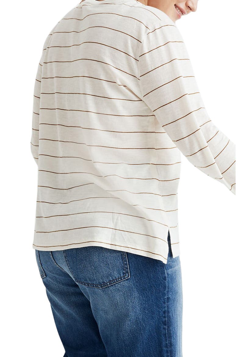 Stripe Whisper Cotton Long Sleeve Tee, Alternate, color, DARK TOBACCO ROTI STRIPE