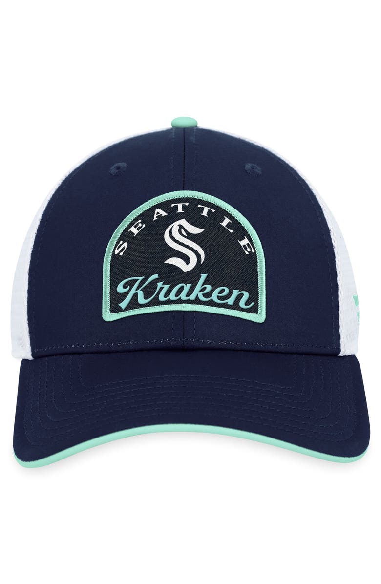 FANATICS Men's Fanatics Branded Deep Sea Blue/White Seattle Kraken Fundamental Adjustable Hat, Alternate, color, Navy