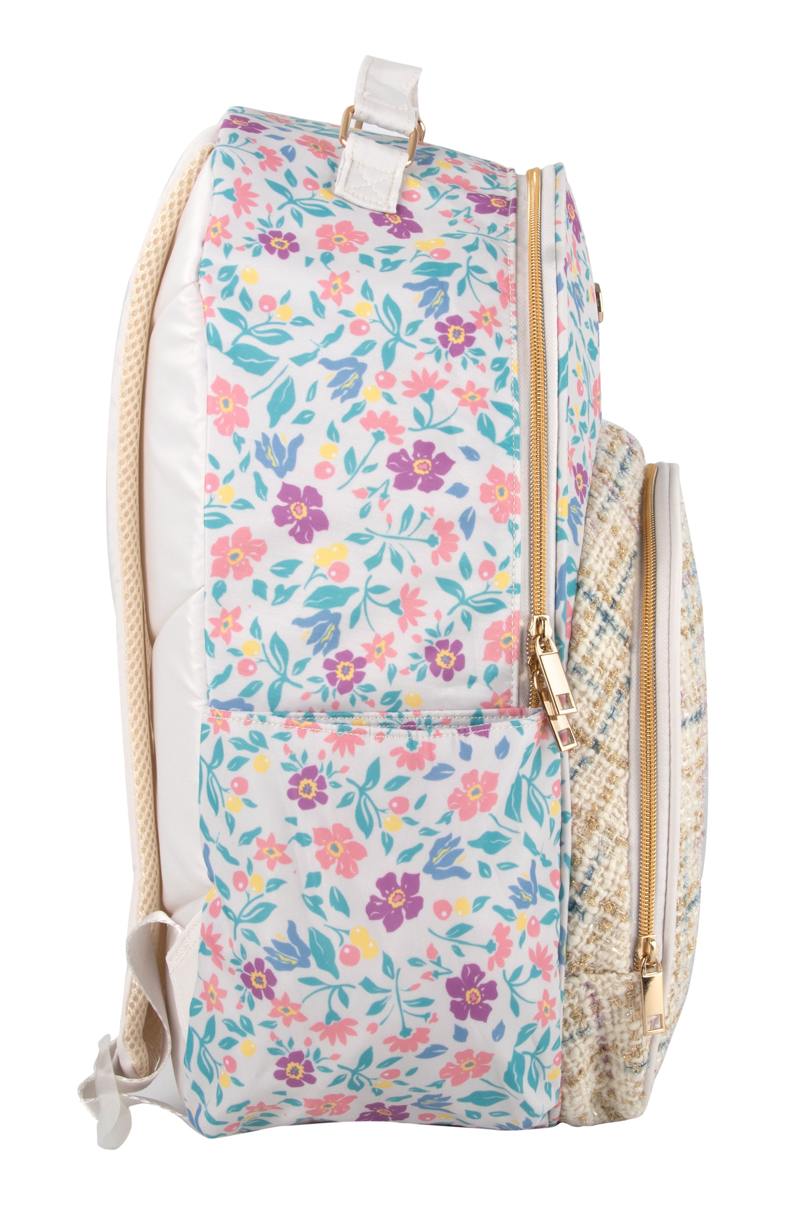 Jessica Simpson Kids' Floral Tweed Backpack, Alternate, color, Beige
