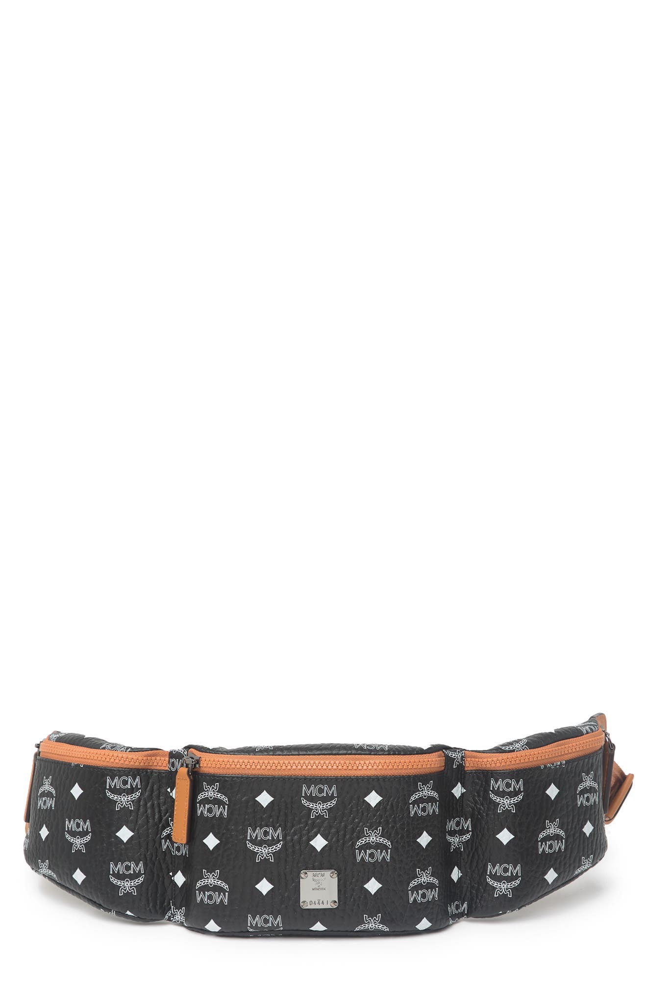 MCM Logo Print 3 Section Belt Bag, Main, color, 