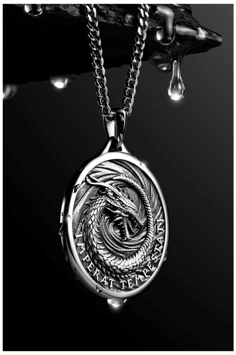 The Dragon Pendant Necklace, Alternate, color, SILVER