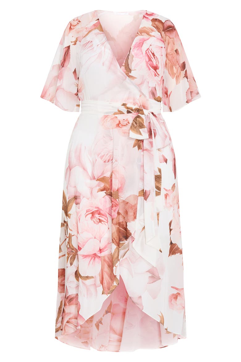Lover's Lane Floral Tulip Hem Wrap Maxi Dress, Alternate, color, SUNLIT PETALS