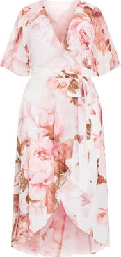 City Chic Lover's Lane Floral Tulip Hem Wrap Maxi Dress