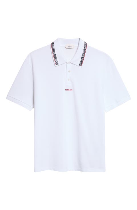 Greca Collar Cotton Piqué Polo