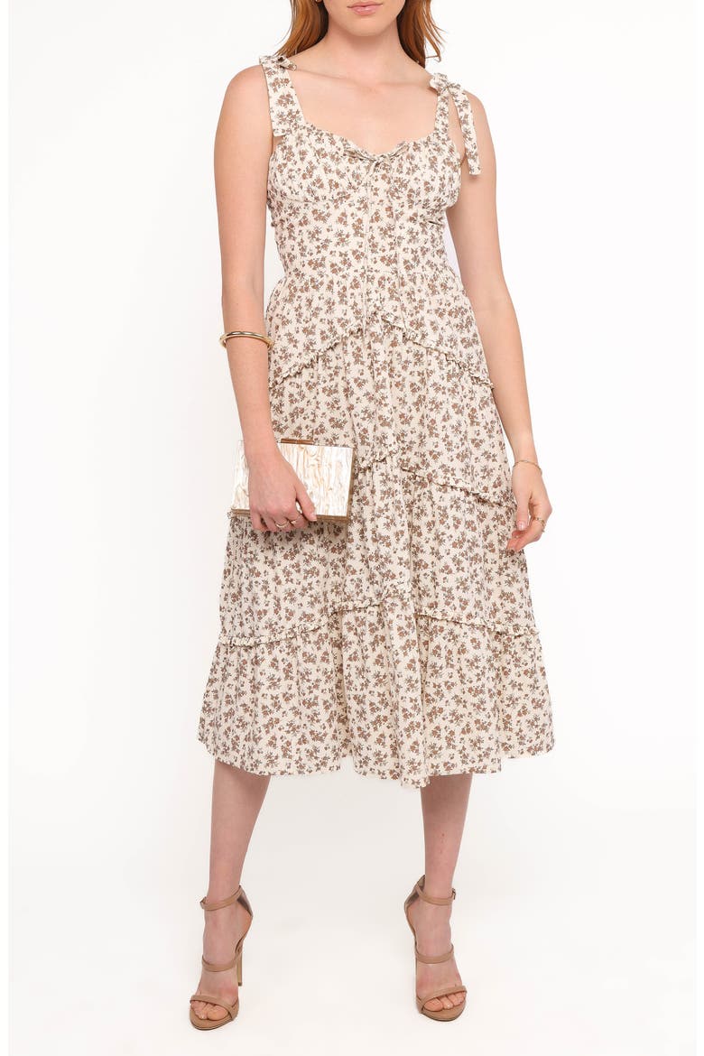 Umika Floral Ruffle Tiered Cotton Midi Sundress, Main, color, FLORAL