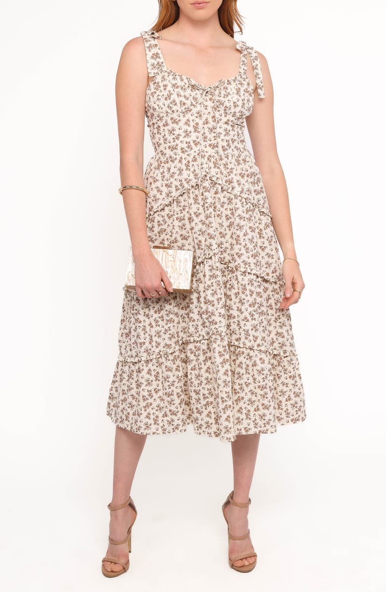 Petal & Pup Umika Floral Ruffle Tiered Cotton Midi Sundress, Main, color, Floral
