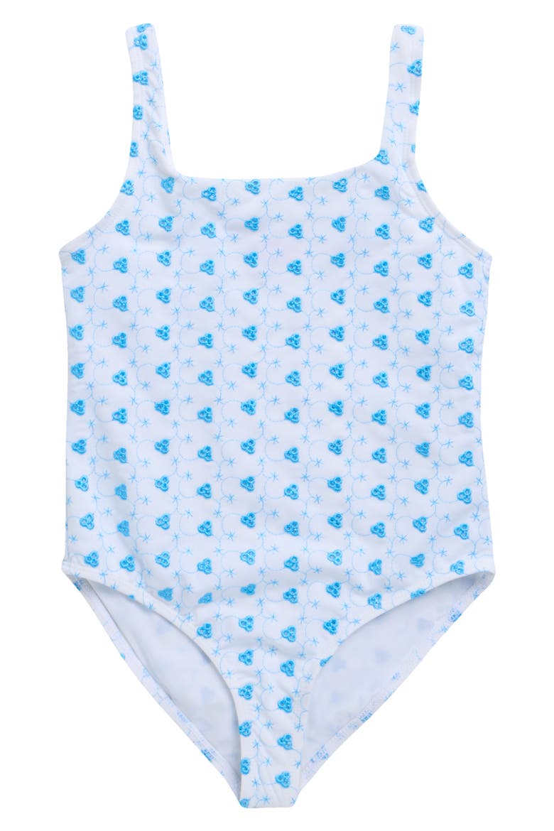 Kids' Eyelet One-Piece Swimsuit, Main, color, WHITE BLIT