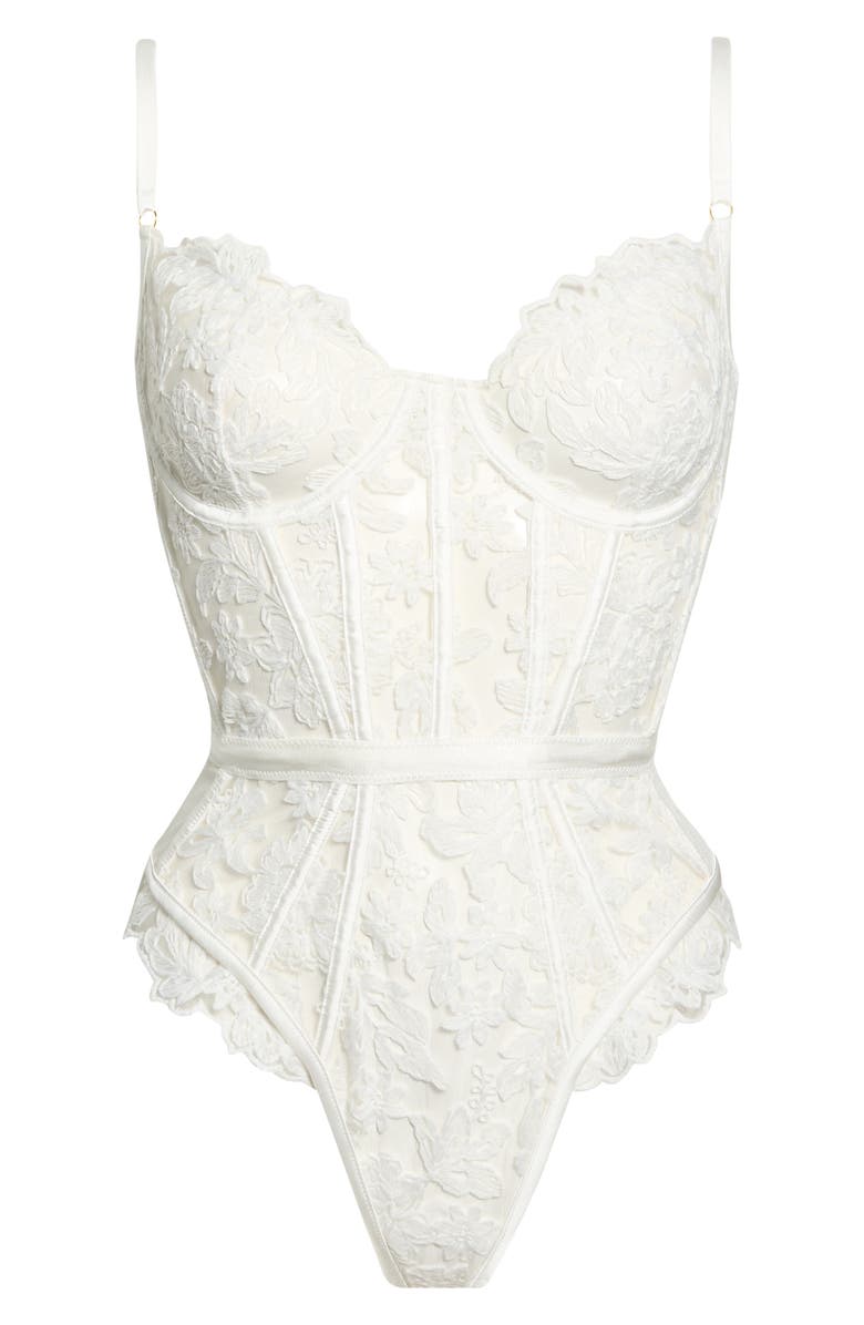 KILO BRAVA Lace Underwire Bodysuit, Alternate, color, White