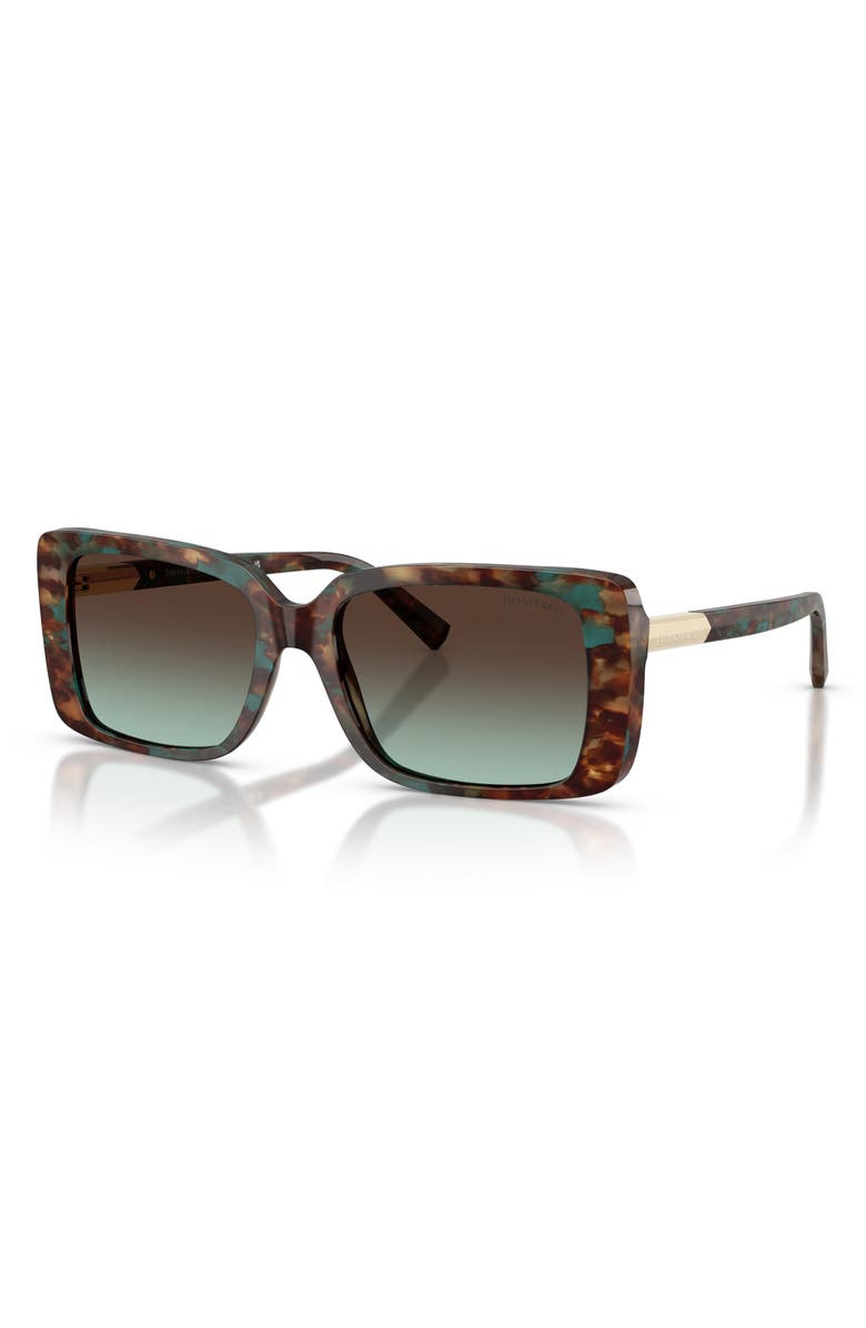 Tiffany & Co. 55mm Gradient Rectangular Sunglasses, Alternate, color, Brown Tiffany Havana / Azure