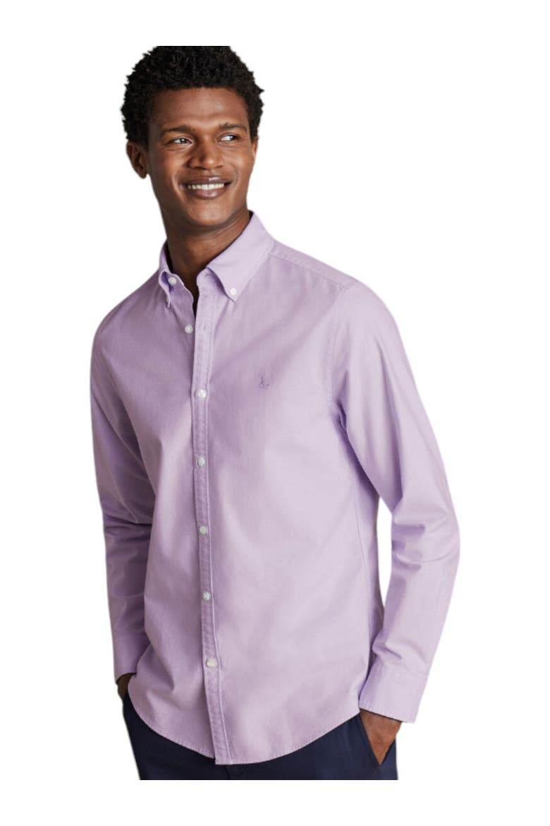 Slim Fit Button-Down Washed Oxford Shirt, Main, color, Lilac Purple