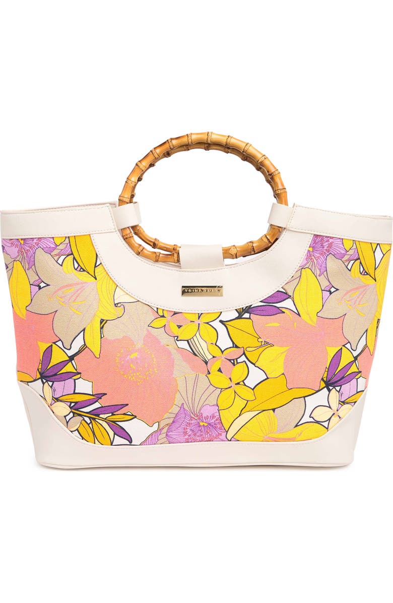 Trina Turk Canvas Bamboo-Textured Handle Tote Bag, Main, color,