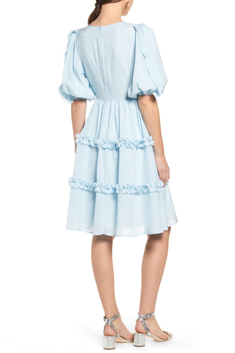 Ruffle Sleeve Dress, Alternate, color, BLUE WINTER