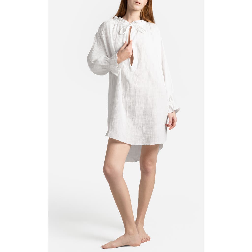 Sunday Citizen Ruffle Long Sleeve Cotton Muslin Chemise In White