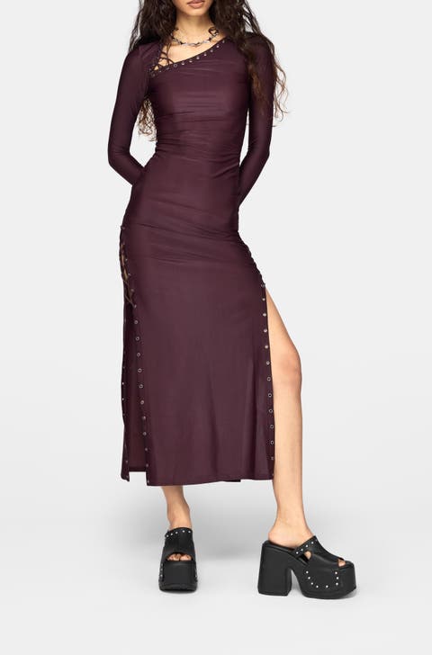 Delphine Lace-up Shoulder Midi Dress