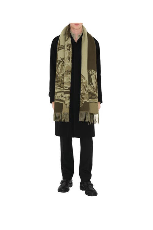 Burberry Tower Bridge Cashmere Scarf In Hunter