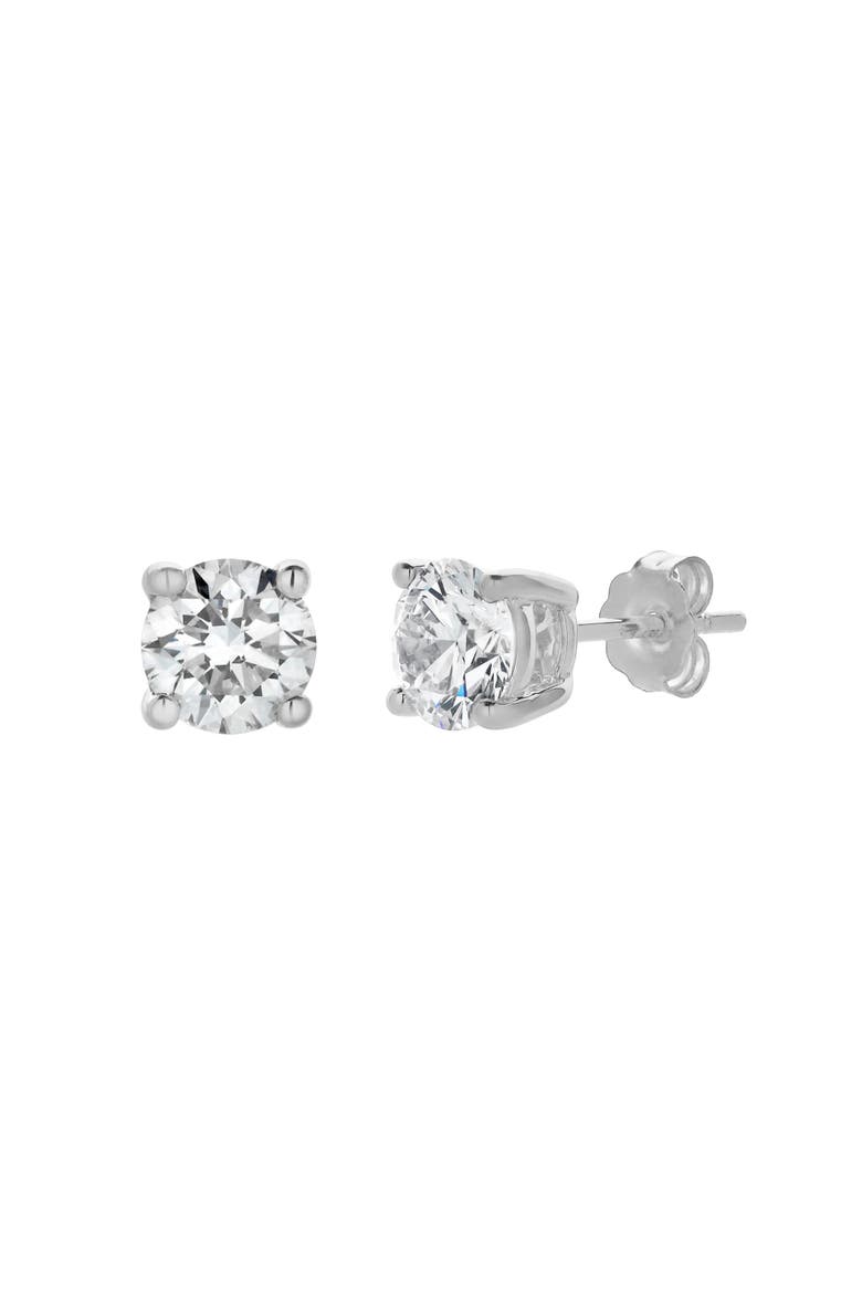 Akna 14K Gold Lab Grown Round Solitaire Diamond Earrings - 1.5 Cts, Main, color, 14K White Gold