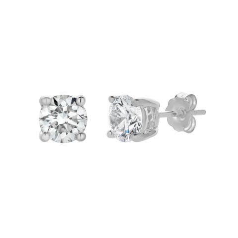 Akna 14K Gold Lab Grown Round Solitaire Diamond Earrings - 1.5 Cts